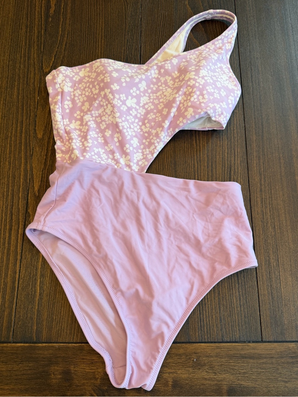 Aerie Floral One Piece Cut Out Swimsuit Women’s Large Purple Lavender
